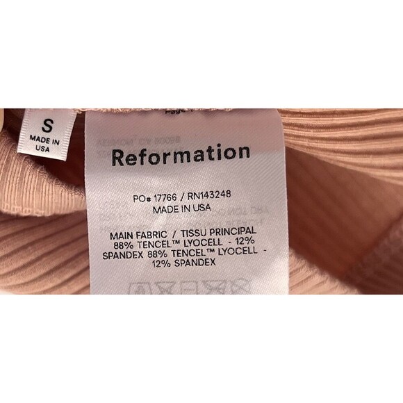 Reformation Jeans Ribbed Crop Tank Top Pink Sleeveless Knit Women’s Size Small - Picture 4 of 4